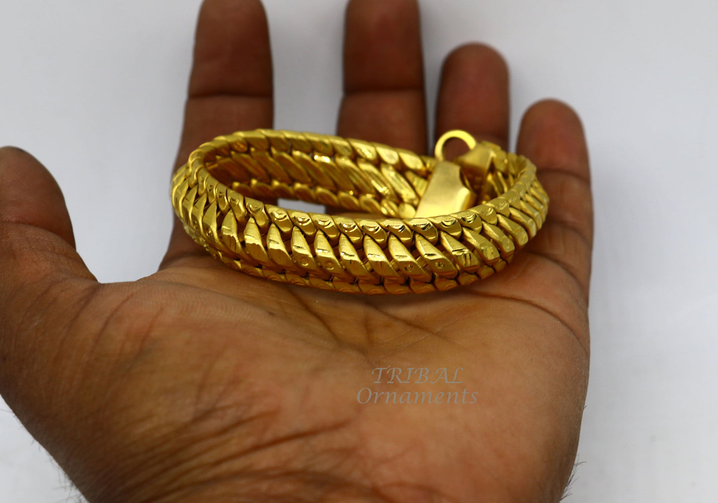 22kt yellow gold customized heavy men's bracelet, all sizes gifting bracelet, new fancy stylish bracelet men's wedding gift jewelry gbr40 - TRIBAL ORNAMENTS