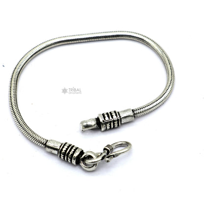 3mm 925 sterling silver snake chain bracelet by Tribal Ornaments, flexible unisex jewelry with handmade craftsmanship from Rajasthan, India.