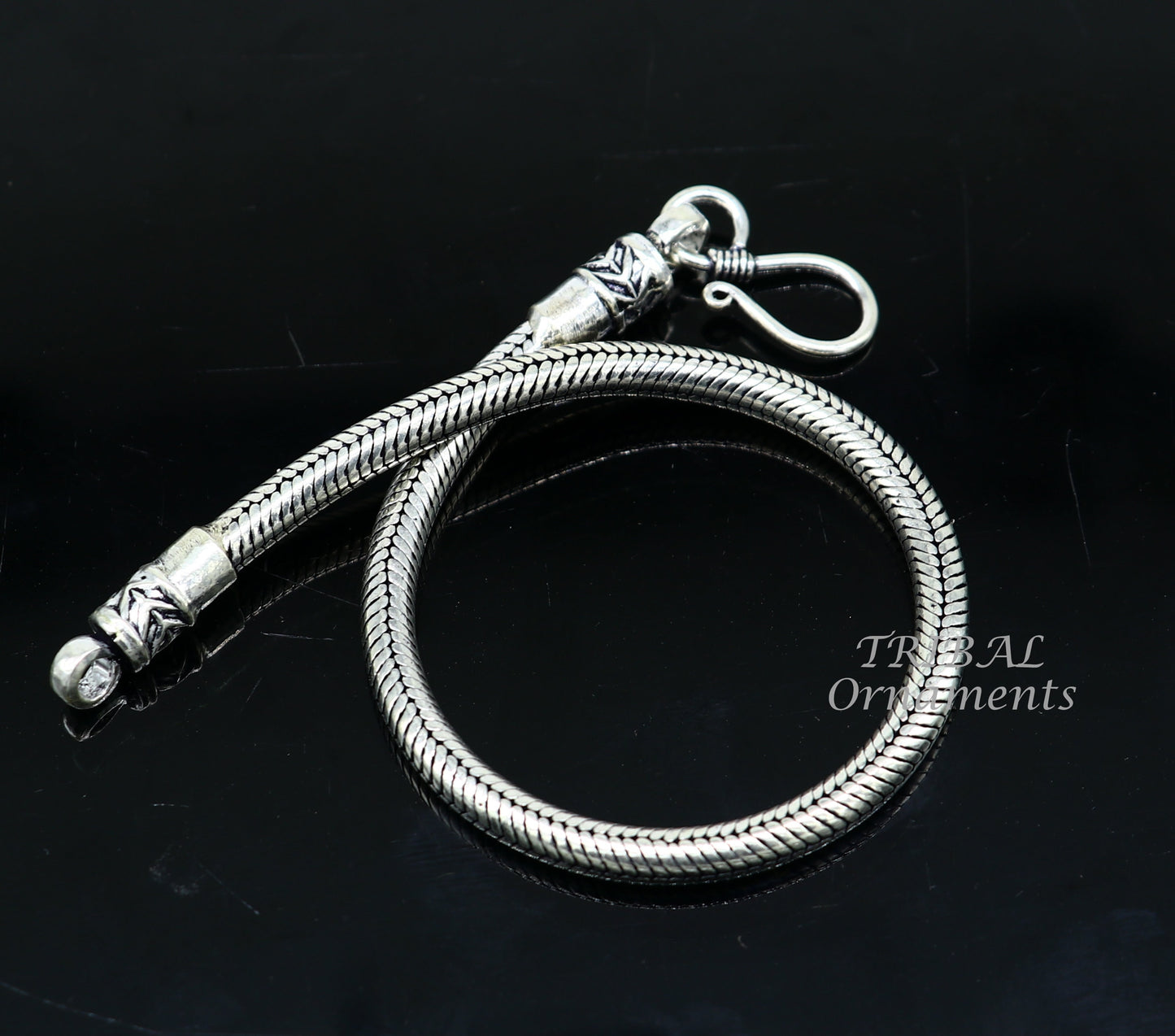 4mm  925 sterling silver handmade amazing inches snake chain flexible unisex bracelet jewelry from Rajasthan india sbr387 - TRIBAL ORNAMENTS