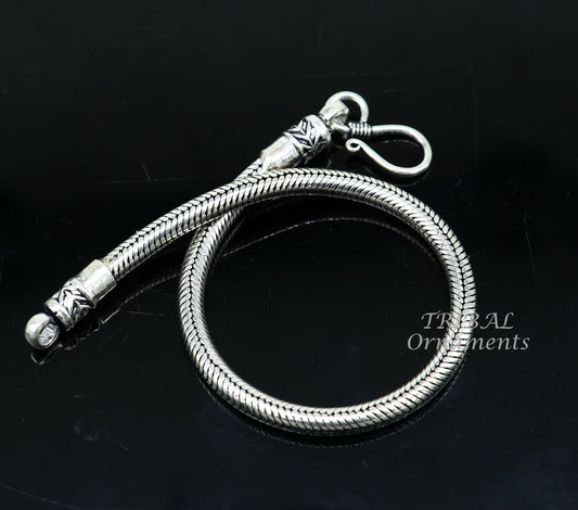 4mm  925 sterling silver handmade amazing inches snake chain flexible unisex bracelet jewelry from Rajasthan india sbr387 - TRIBAL ORNAMENTS