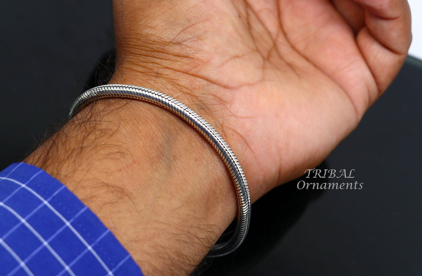 4mm  925 sterling silver handmade amazing inches snake chain flexible unisex bracelet jewelry from Rajasthan india sbr387 - TRIBAL ORNAMENTS