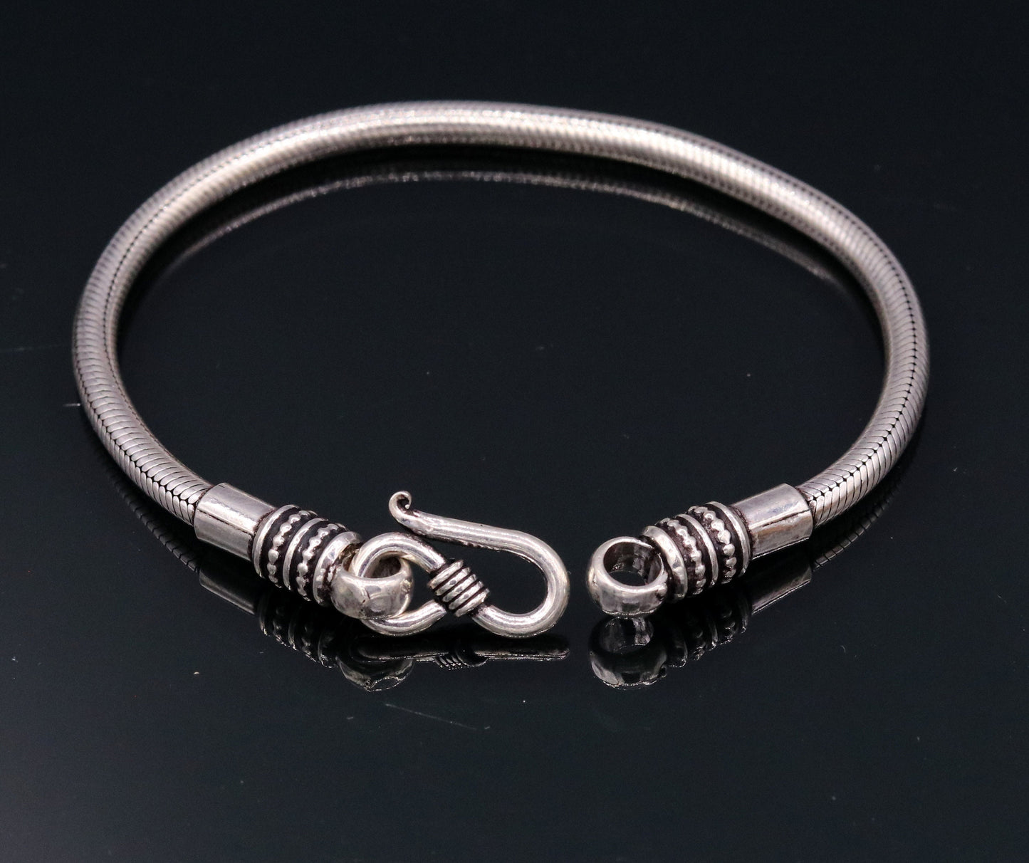 4mm  925 sterling silver handmade amazing inches snake chain flexible unisex bracelet jewelry from Rajasthan india sbr47 - TRIBAL ORNAMENTS