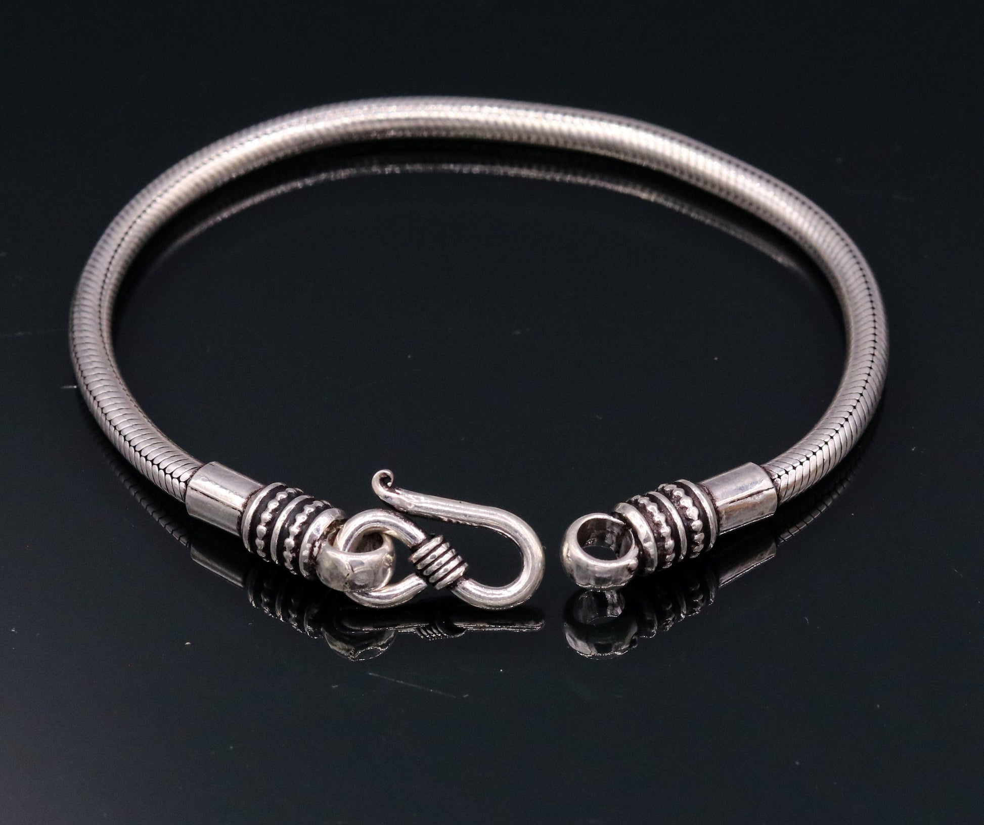 4mm  925 sterling silver handmade amazing inches snake chain flexible unisex bracelet jewelry from Rajasthan india sbr47 - TRIBAL ORNAMENTS