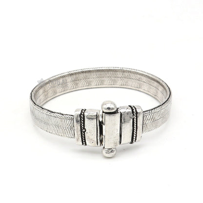 Sterling silver 10mm snake chain belt bracelet with vintage design, styled for men, by TRIBAL ORNAMENTS.