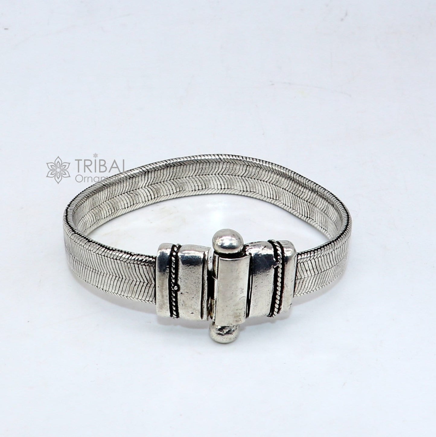 Sterling silver snake chain belt bracelet with vintage design, customized for men, stylish tribal ornaments jewelry accessory