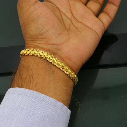 22kt yellow gold customized designer lotus bracelet, all sizes gifting bracelet, new fancy stylish bracelet unisex jewelry br50 - TRIBAL ORNAMENTS