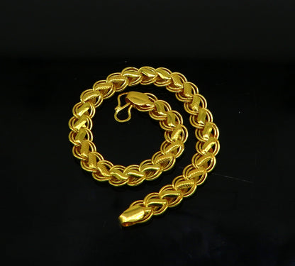 22kt yellow gold customized designer lotus bracelet, all sizes gifting bracelet, new fancy stylish bracelet unisex jewelry br50 - TRIBAL ORNAMENTS