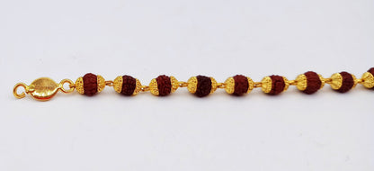 22 karat yellow gold with natural rudraksha beads handmade bracelet fabulous vintage designer 7.5",8", 8.5" 9" gifting jewelry - TRIBAL ORNAMENTS