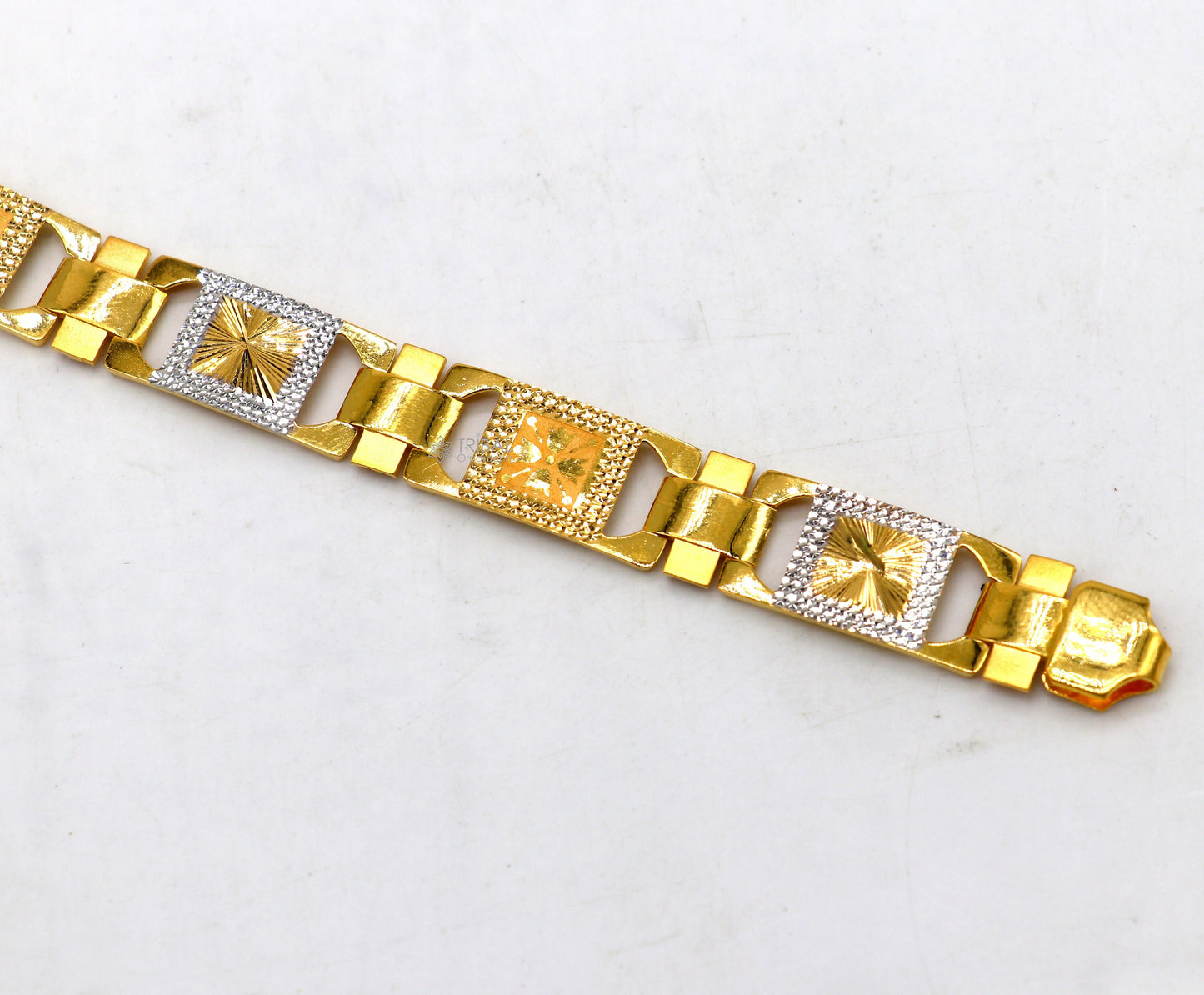 22kt yellow gold handmade solid gold Certified men's Bracelet fabulous diamond cut design men's jewelry gbr83 - TRIBAL ORNAMENTS