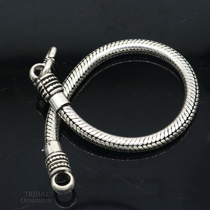 Vintage 4.5mm sterling silver snake chain bracelet with customized stylish design, unisex jewelry from Tribal Ornaments.