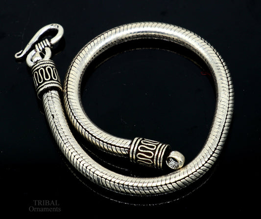 Sterling silver 5MM vintage snake chain bracelet by TRIBAL ORNAMENTS, handmade unisex jewelry with customized design.