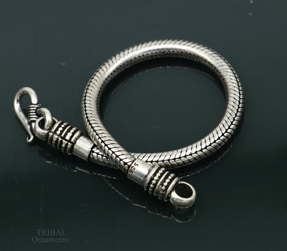 Vintage 5mm solid sterling silver snake chain bracelet by TRIBAL ORNAMENTS, handmade unisex jewelry with customizable design.