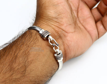 6mm 925 sterling silver handmade snake chain bracelet with D-shape design, unisex, custom option, half-round style by TRIBAL ORNAMENTS