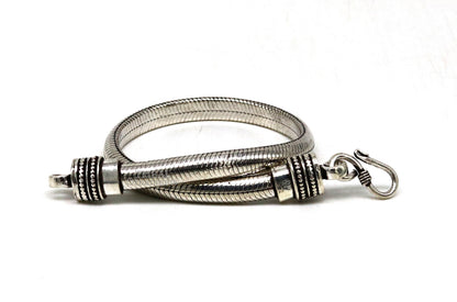 Handmade 6mm 925 sterling silver snake chain bracelet with D-shape design, unisex, customizable, half-round style by Tribal Ornaments.