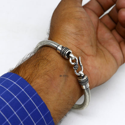 6mm sterling silver handmade snake chain bracelet by Tribal Ornaments, flexible unisex jewelry with elegant design and custom fit.
