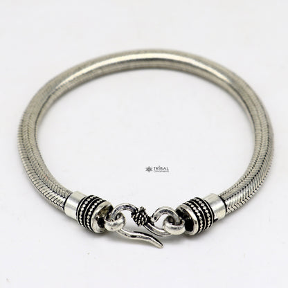 Sterling silver 6mm snake chain bracelet, handmade unisex jewelry with a flexible, elegant design, featuring intricate craftsmanship.