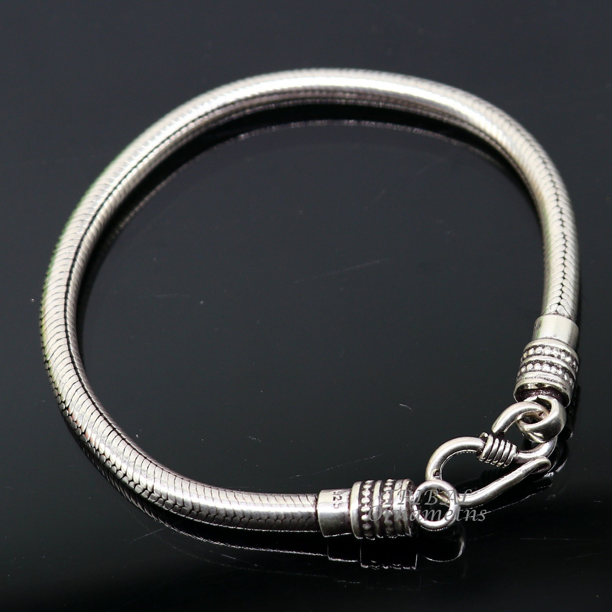 7.5" to 9" Vintage design pure 925 sterling silver handmade amazing snake chain flexible unisex bracelet jewelry from Rajasthan india sbr446 - TRIBAL ORNAMENTS