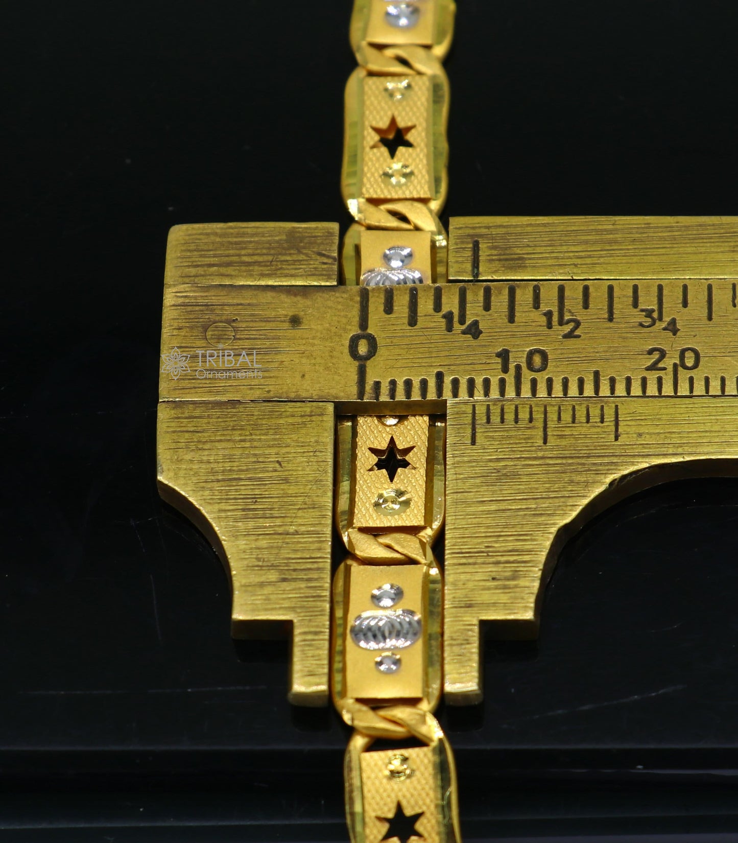 7mm 22kt yellow gold handmade All size gold bar Royal nawabi Chain or Bracelet fabulous diamond cut design men's jewelry gbr82 - TRIBAL ORNAMENTS