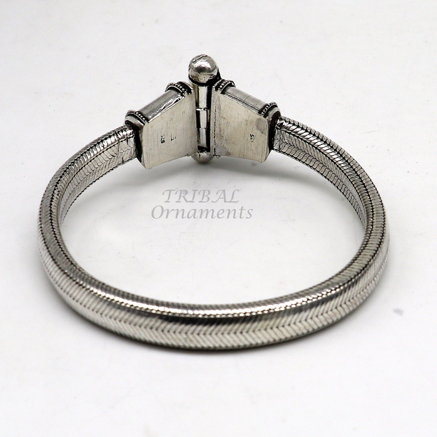 8mm 8.5" solid Half round D shape 925 sterling silver gorgeous snake chain flexible bracelet belt unisex heavy bracelet India sbr433 - TRIBAL ORNAMENTS