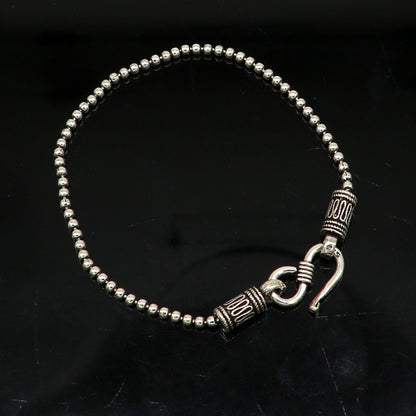 Sterling silver beaded bracelet with customized design by TRIBAL ORNAMENTS, featuring stylish beads for girls' best gifting jewelry.