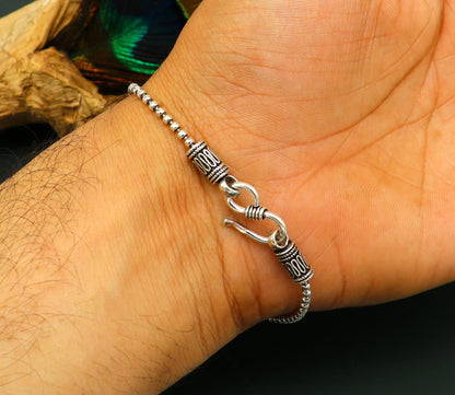 Sterling silver beaded bracelet with customized design by TRIBAL ORNAMENTS, featuring stylish beads, perfect for girls' gifting jewelry.
