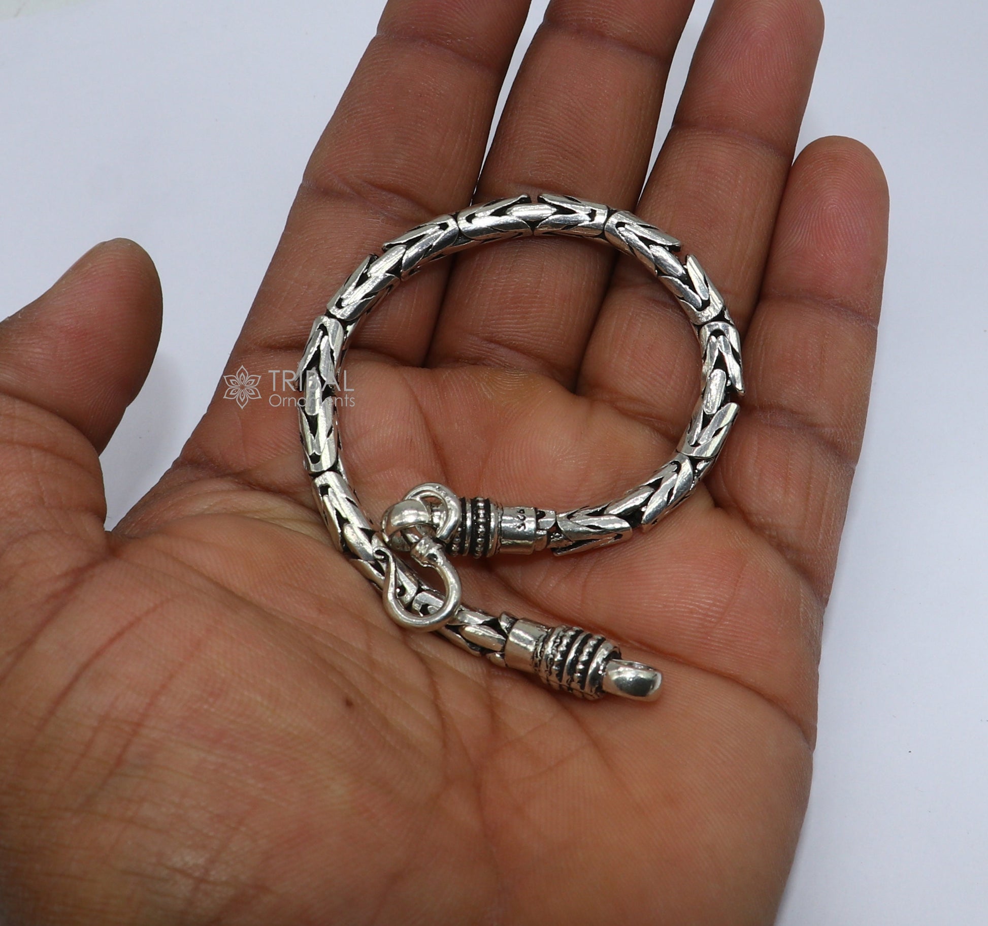 5mm solid men's vintage design 925 PURE silver handmade byzantine chain bracelet flexible bracelet unisex jewelry from india  sbr730 - TRIBAL ORNAMENTS