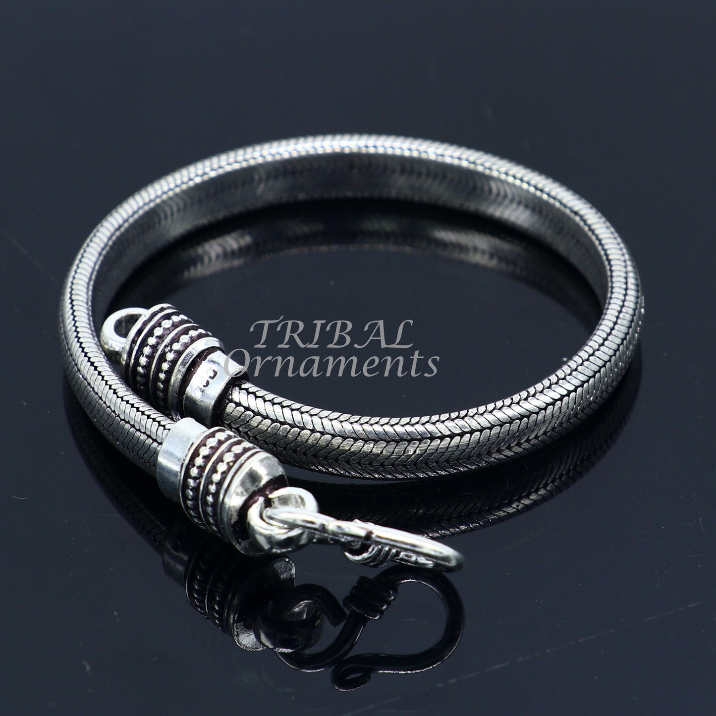 7MM 925 sterling silver handmade amazing snake chain flexible unisex D shape half round bracelet elegant wrist belt bracelet india sbr377 - TRIBAL ORNAMENTS