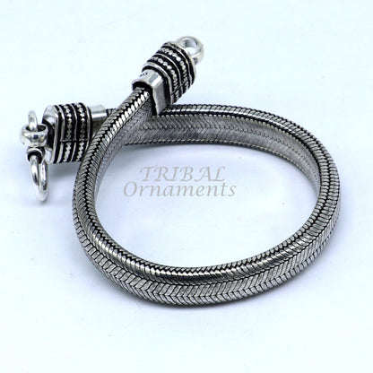 9MM 925 sterling silver handmade amazing snake chain flexible unisex D shape half round bracelet elegant wrist belt bracelet india sbr476 - TRIBAL ORNAMENTS