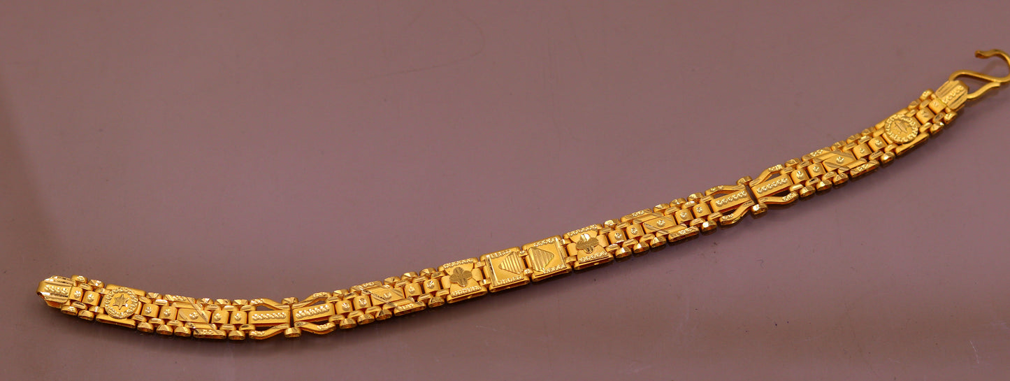 Certified 22kt yellow gold handmade excellent solid flexible link bracelet unisex gifting from Rajasthan india - TRIBAL ORNAMENTS