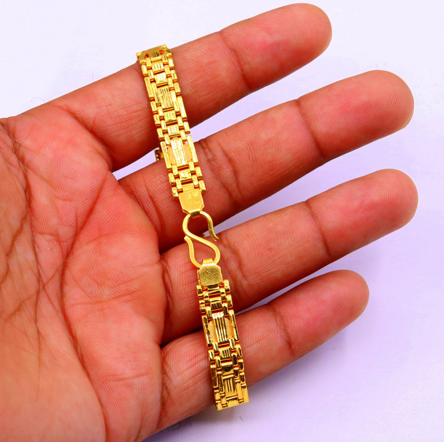 Certified 22kt yellow gold handmade excellent solid flexible link bracelet unisex gifting from Rajasthan india - TRIBAL ORNAMENTS
