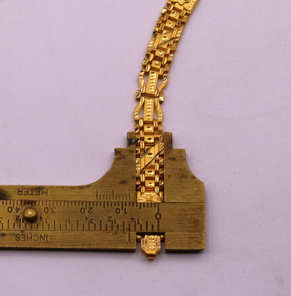 Certified 22kt yellow gold handmade excellent solid flexible link bracelet unisex gifting from Rajasthan india - TRIBAL ORNAMENTS