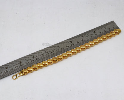 Handmade 22kt yellow gold Lotus design bracelet by Tribal Ornaments, hallmarked 916, ideal for men's wedding gift jewelry.