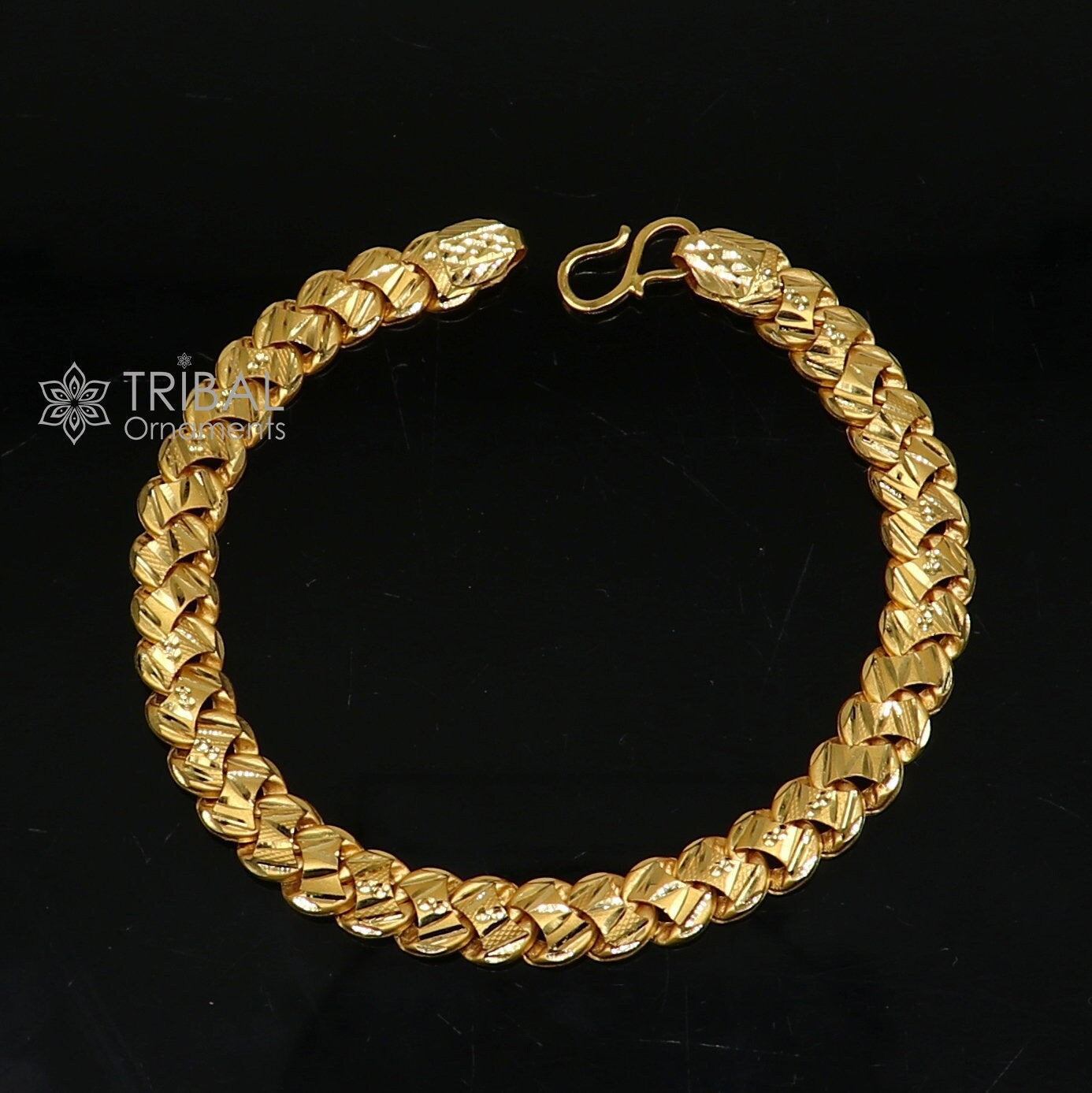 Exclusive trendy unique design handmade 22kt  yellow gold All size bracelet best men's wedding gifting jewelry from india gbr77 - TRIBAL ORNAMENTS