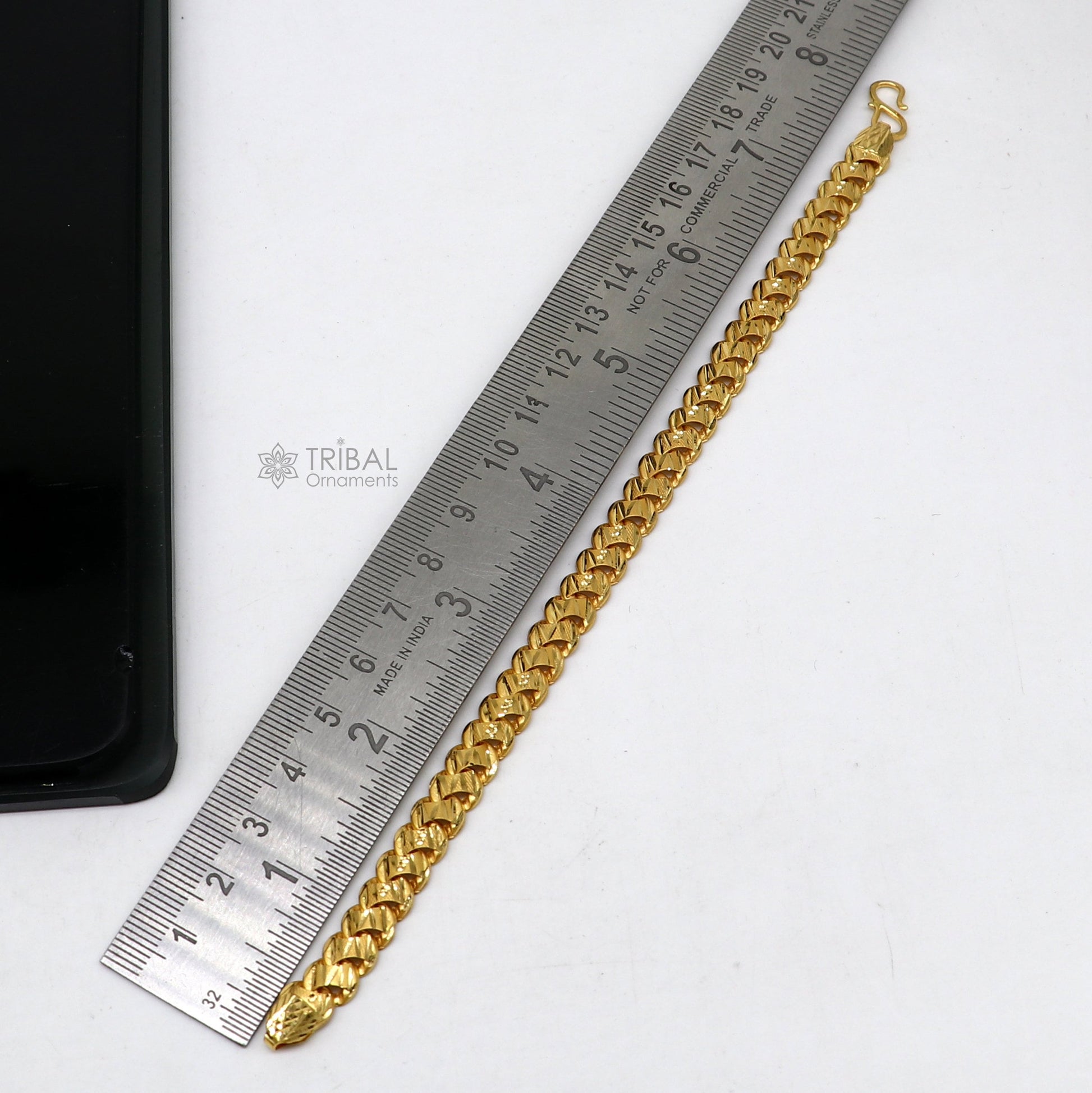 Exclusive trendy unique design handmade 22kt  yellow gold All size bracelet best men's wedding gifting jewelry from india gbr77 - TRIBAL ORNAMENTS