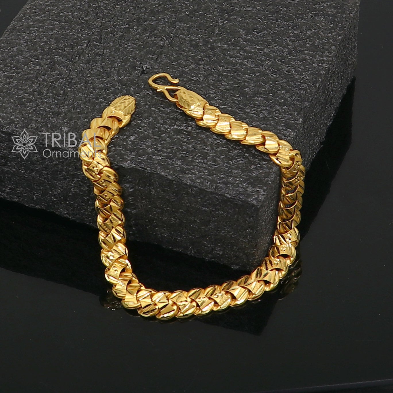 Exclusive trendy unique design handmade 22kt  yellow gold All size bracelet best men's wedding gifting jewelry from india gbr77 - TRIBAL ORNAMENTS