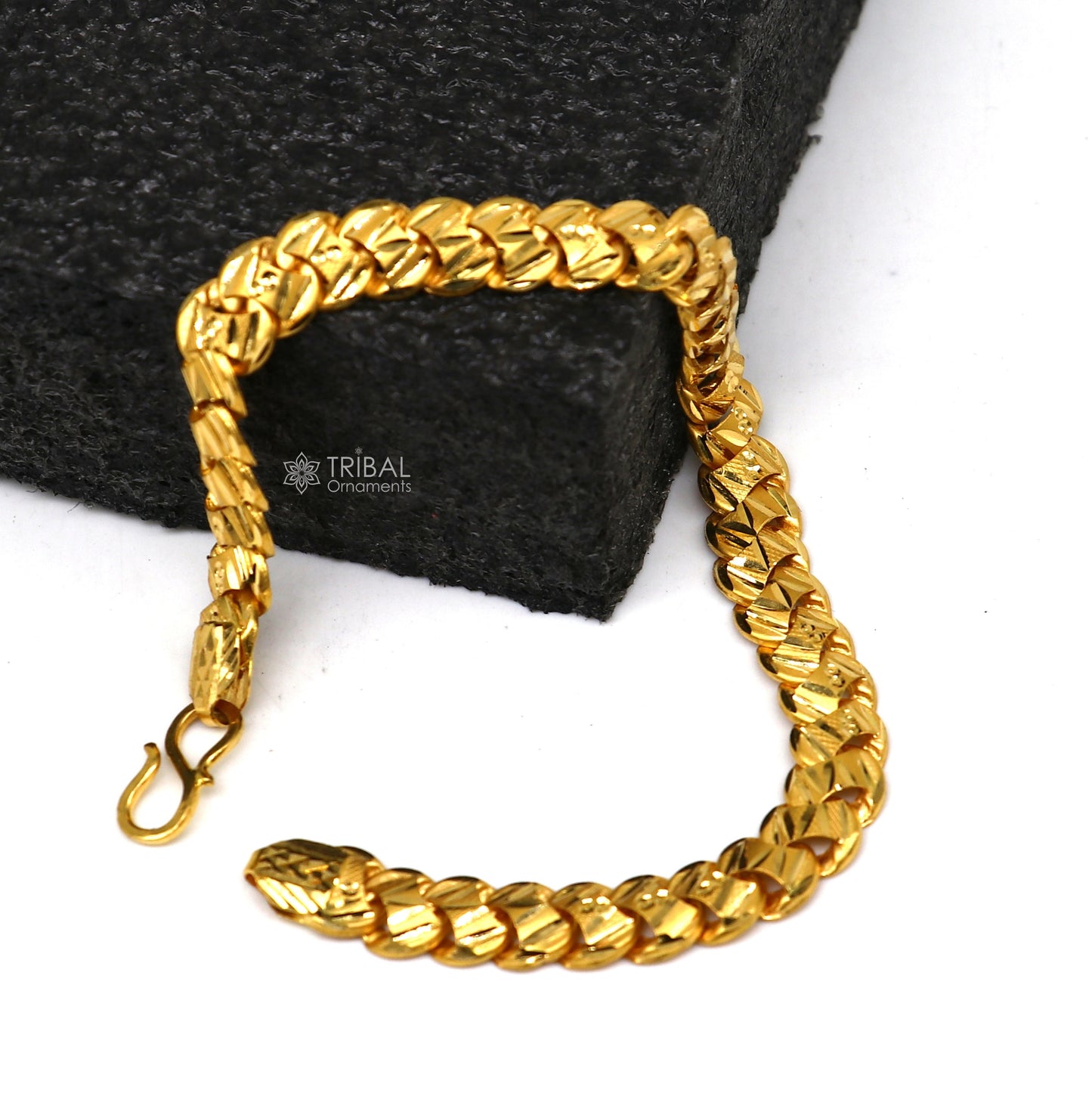 Exclusive trendy unique design handmade 22kt  yellow gold All size bracelet best men's wedding gifting jewelry from india gbr77 - TRIBAL ORNAMENTS