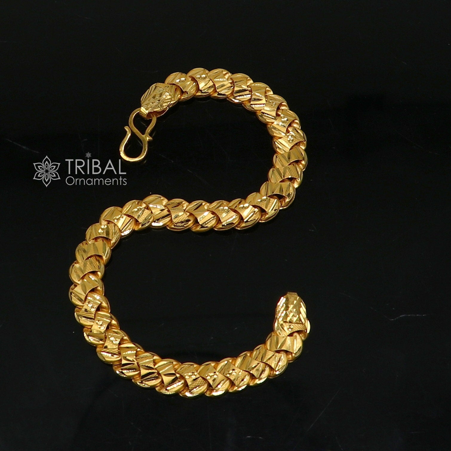 Exclusive trendy unique design handmade 22kt  yellow gold All size bracelet best men's wedding gifting jewelry from india gbr77 - TRIBAL ORNAMENTS