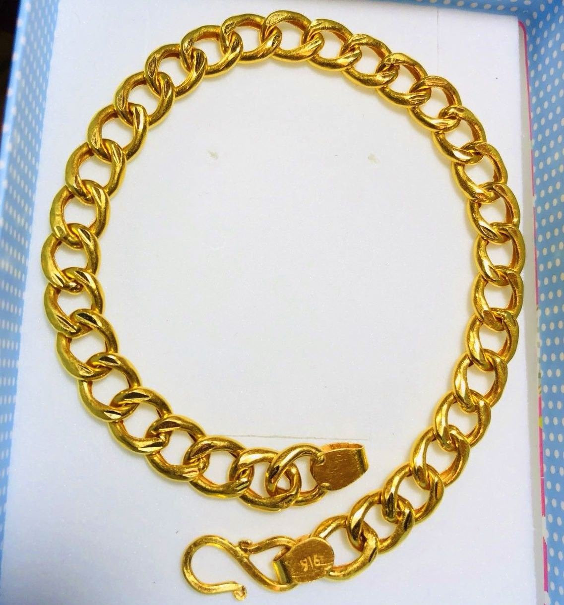 Genuine 22k yellow gold handmade fabulous link chain bracelet unisex jewelry from Rajasthan india - TRIBAL ORNAMENTS