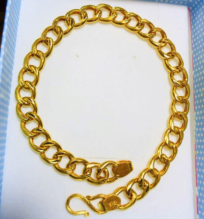Genuine 22k yellow gold handmade fabulous link chain bracelet unisex jewelry from Rajasthan india - TRIBAL ORNAMENTS