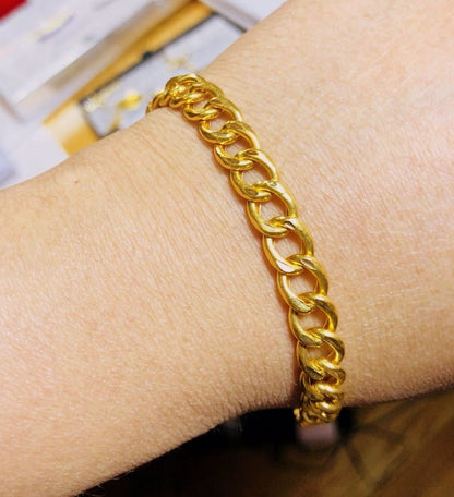 Genuine 22k yellow gold handmade fabulous link chain bracelet unisex jewelry from Rajasthan india - TRIBAL ORNAMENTS