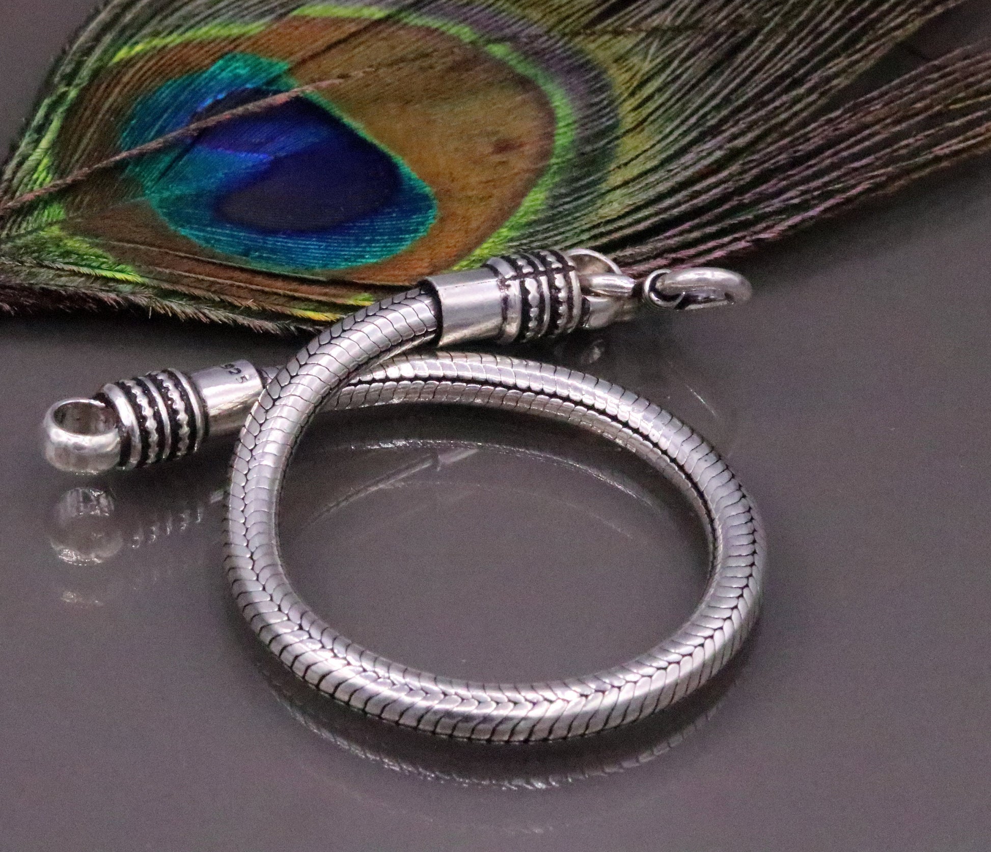 8 inches 5MM Amazing vintage style snake chain handmade 925 sterling silver bracelet unisex indian tribal gifting jewelry sbr73 - TRIBAL ORNAMENTS