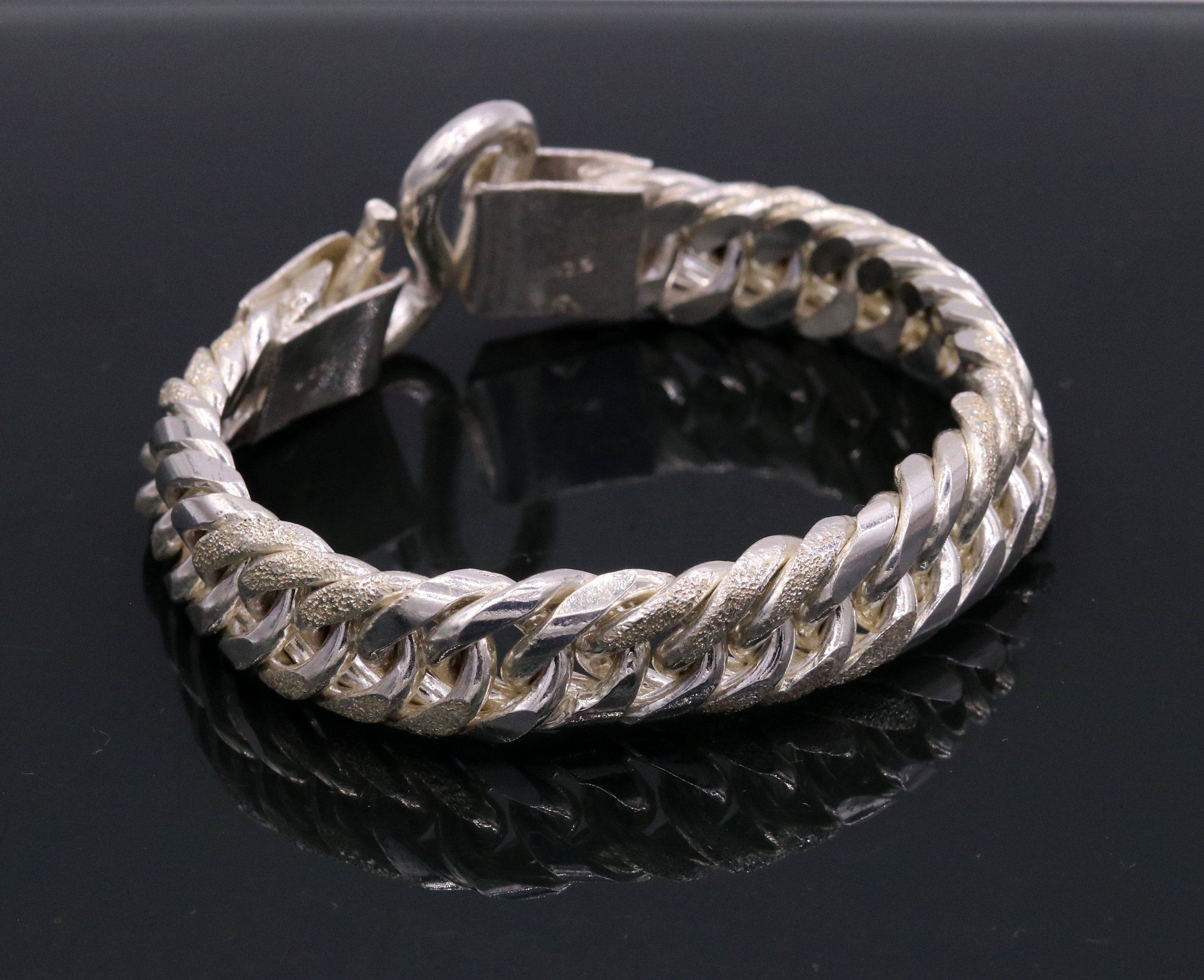 925 sterling silver solid Vintage cuban link chain bracelet unisex