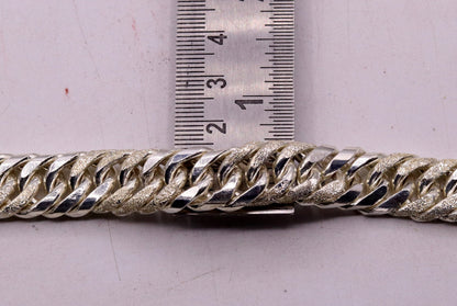 Vintage 925 sterling silver Cuban link chain bracelet by TRIBAL ORNAMENTS, unisex, 7 inches, handcrafted jewelry from India.