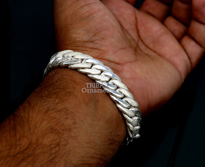 925 sterling silver Cuban link chain bracelet, unisex vintage-style jewelry with a solid, custom-made design from Tribal Ornaments.