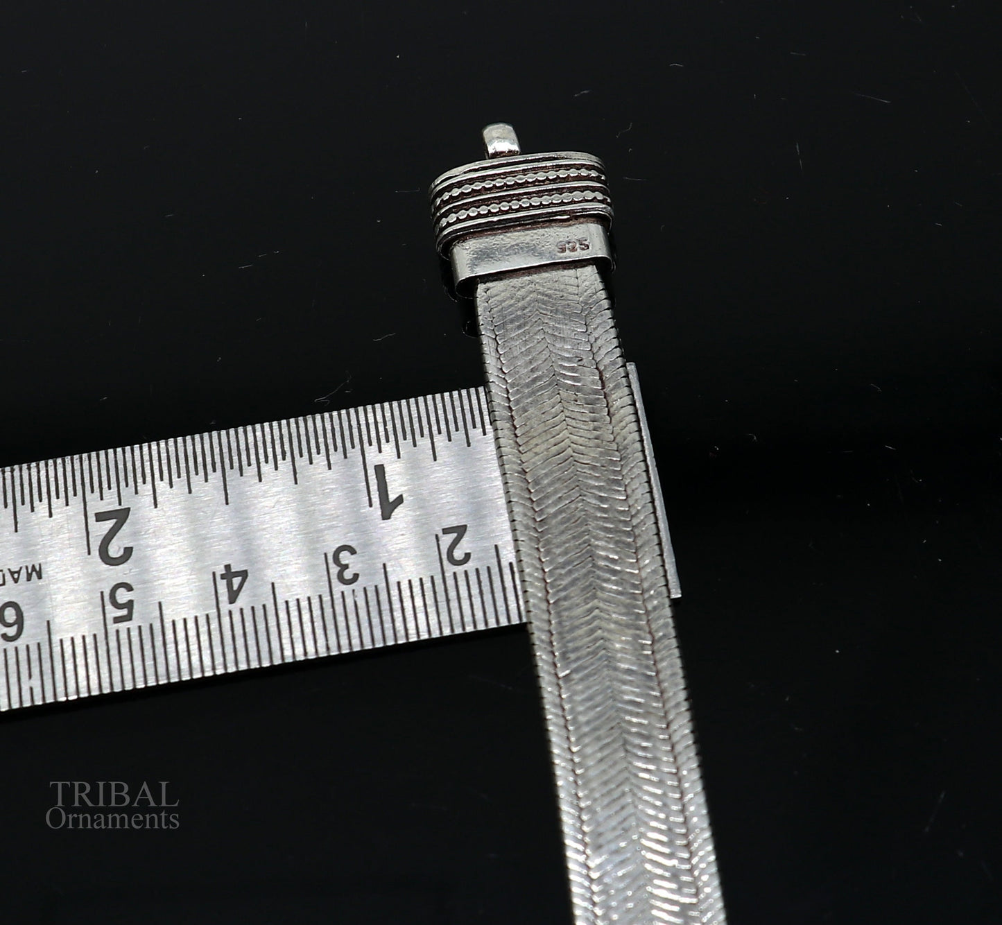 8" Vintage style solid 925 sterling silver handmade gorgeous wheat chain flexible bracelet belt unisex jewelry from Rajasthan India sbr236 - TRIBAL ORNAMENTS