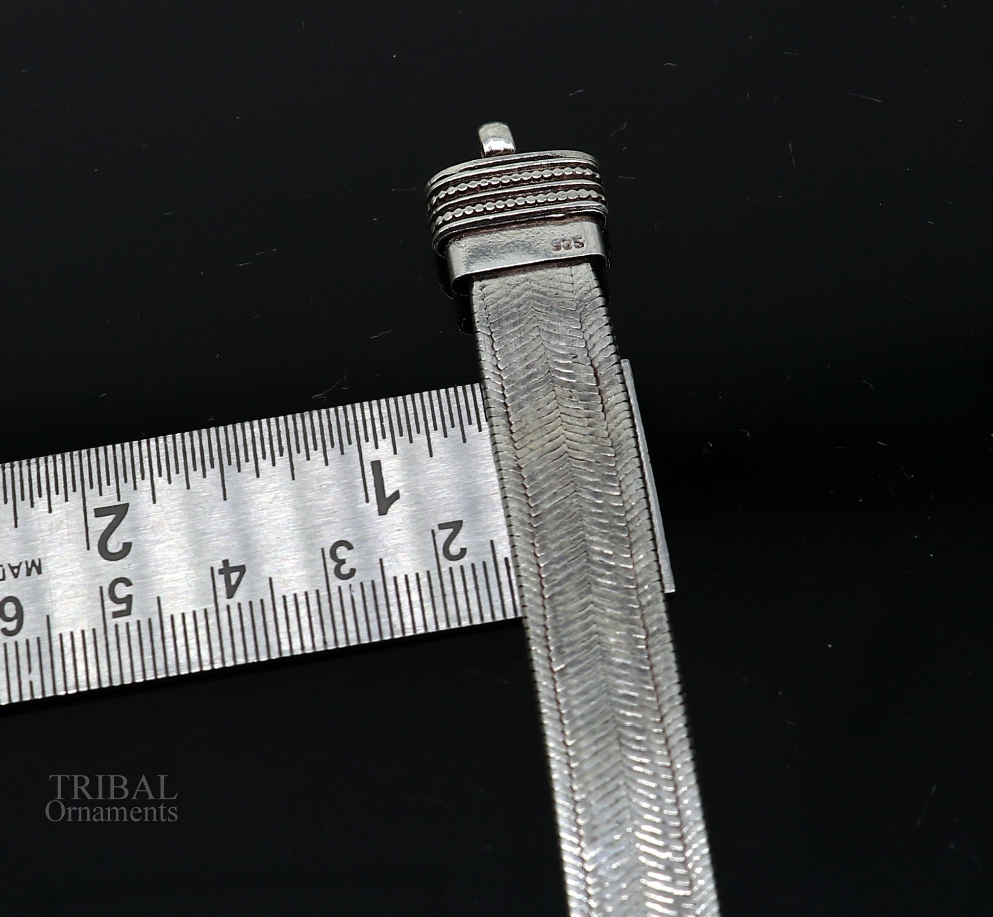 8" Vintage style solid 925 sterling silver handmade gorgeous wheat chain flexible bracelet belt unisex jewelry from Rajasthan India sbr236 - TRIBAL ORNAMENTS