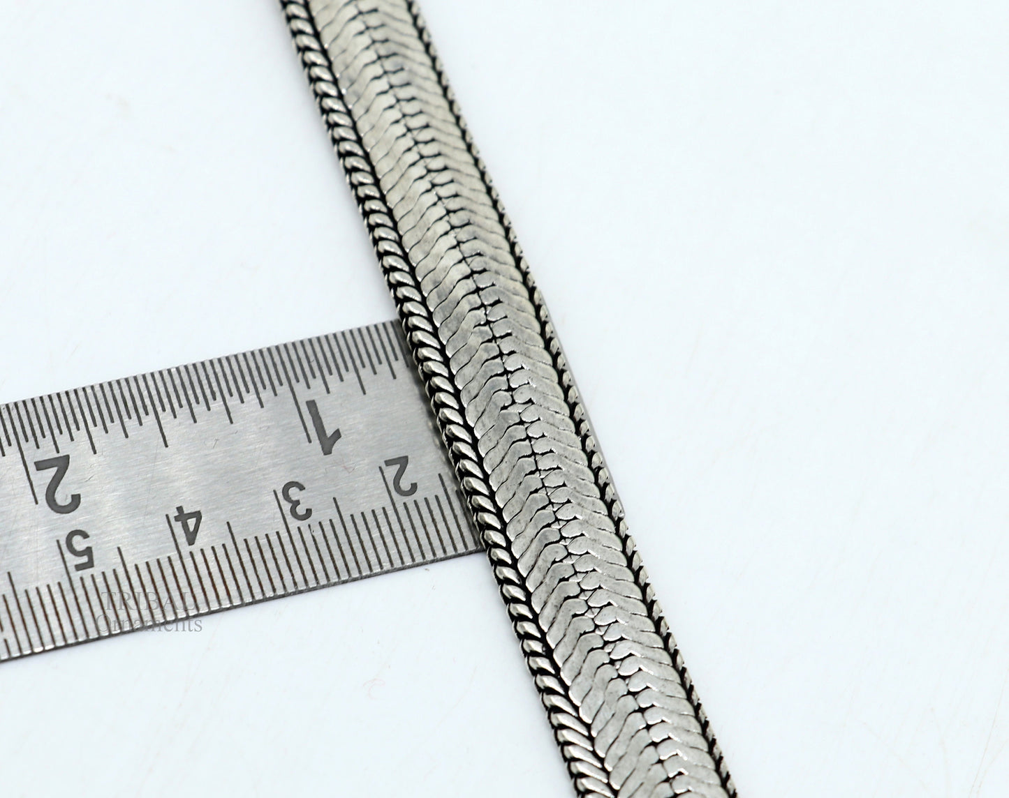 8.5" Vintage style solid 925 sterling silver handmade gorgeous wheat chain flexible bracelet wrist belt jewelry from Rajasthan India sbr249 - TRIBAL ORNAMENTS