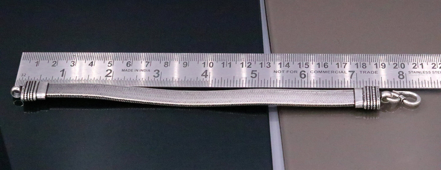 8" Handmade solid 925 sterling silver vintage wheat chain foxtail chain bracelet unisex elegant jewelry for wrist belt gifting sbr66 - TRIBAL ORNAMENTS