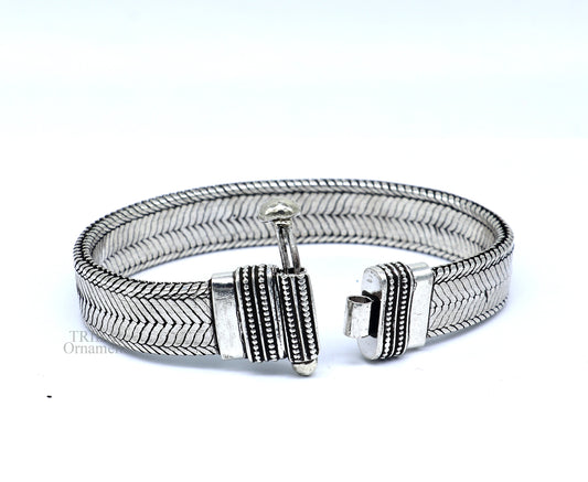 9" 925 sterling silver customized snake chain belt bracelet vintage design stylish men's gifting wrist belt bracelet jewelry NSBR550 - TRIBAL ORNAMENTS