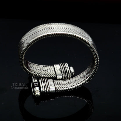 Sterling silver snake chain belt bracelet with vintage design, customized fit, stylish men's jewelry by Tribal Ornaments.
